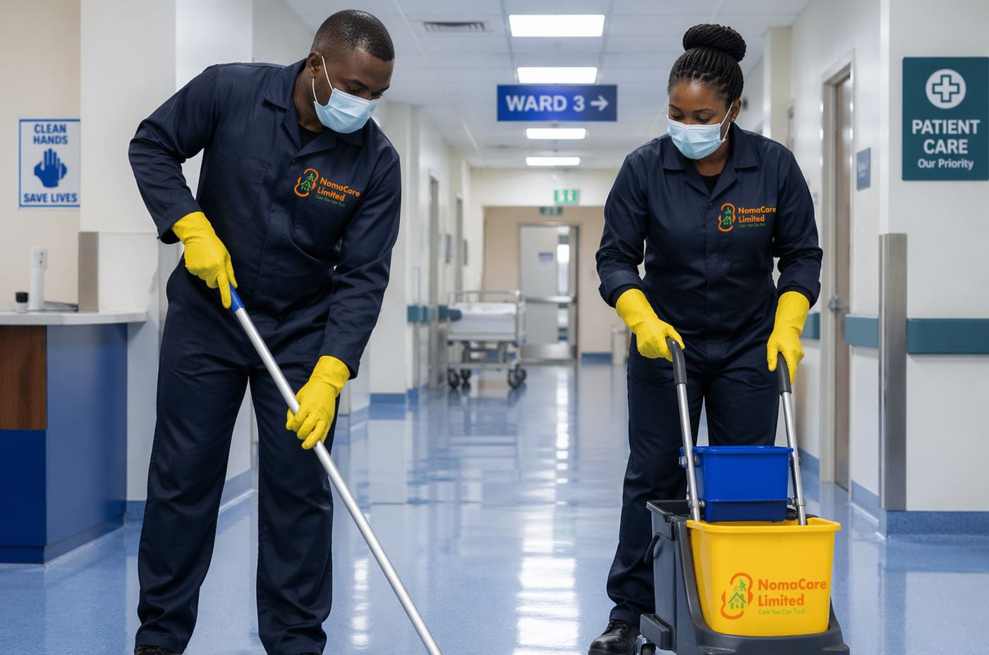 Why Hospital Epoxy Floor Cleaning Requires Specialized Care and Experienced Commercial Cleaning Experts Maintaining a clean and hygienic healthcare environment is critical for patient safety and operational efficiency. At Nomacare Limited, we are proud to be a leading provider of commercial cleaning services in Nairobi and across Kenya, trusted by hospitals and institutions for our professionalism, expertise, and reliability. With extensive experience in handling sensitive environments, including hospital epoxy flooring, we use advanced equipment and safe cleaning methods to deliver exceptional results. If you are looking for a dependable partner for professional cleaning services in Kenya, Nomacare Limited stands out as the ideal choice. What Are Hospital Epoxy Floors and Why They Are Used Epoxy flooring is widely used in hospitals and healthcare facilities due to its durability, seamless finish, and hygienic properties. Unlike traditional flooring, epoxy floors are non-porous, making them resistant to bacteria, chemicals, and moisture. Key benefits of epoxy flooring in hospitals include: Seamless surface that prevents dirt and bacteria buildup High durability to withstand heavy foot traffic and equipment Chemical resistance against cleaning agents and disinfectants Easy maintenance compared to other flooring options Because of these benefits, epoxy floors are a preferred choice for operating rooms, corridors, laboratories, and patient wards.